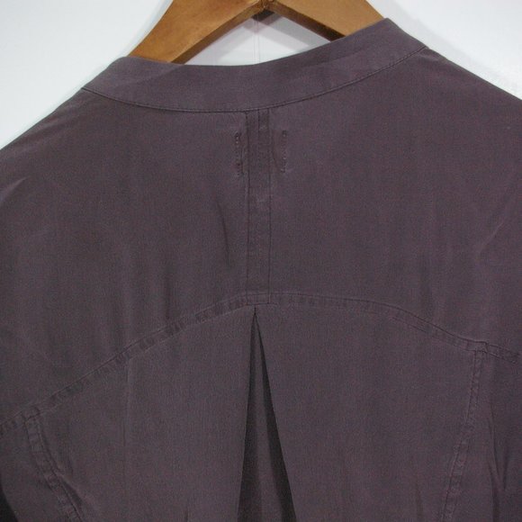 Anthopologie Edme & Esyllte 100% Silk Blouse Top Womens Large 3/4 Sleeve Henley - Picture 6 of 8